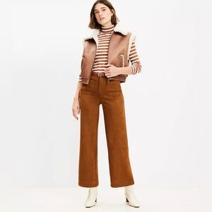 NWT LOFT Palmer Wide Leg Crop Pants in Faux Suede